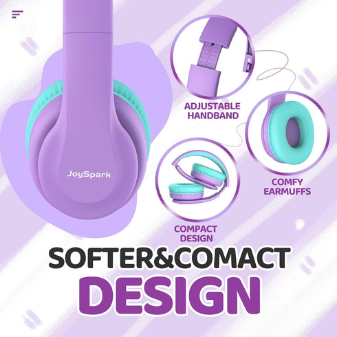 JoySpark Kids Bluetooth Headphones, Lightweight Kids Wireless Headphones for Kids, 85/94dB Volume Limited, 60 Hours Playtime, Bluetooth 5.3, Over-...