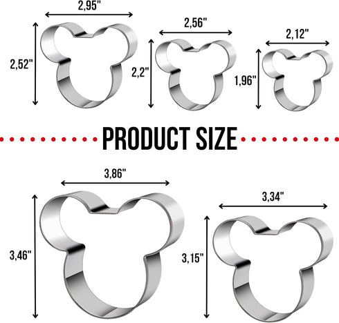 Pack of 5 Mouse Cookie Cutters – Stainless Steel Mouse Shaped Cutters in Different Sizes for Kids Boys Girls Fruit Cutters Vegetable Cutters for B...