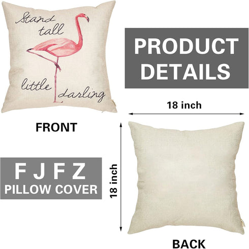 Stand Tall Little Darling Watercolor Flamingo Motivational Sign Inspirational Quote Cotton Linen Home Decorative Throw Pillow Case Cushion Cover S...
