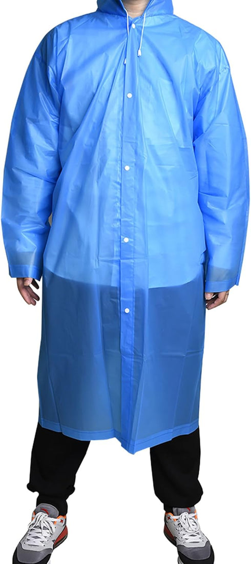 Portable Drawstring Raincoat Rain Poncho with Hoods and Sleeves (Blue)...