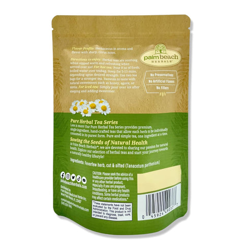 Palm Beach Medicinal Herbs - Feverfew Tea - Pure Herbal Tea Series, 30ct...
