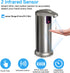 Infrared Automatic Soap Dispenser Touchless, Stainless Steel Battery Operated Touchless Soap Dispenser with Waterproof Base for Bathroom Kitchen H...