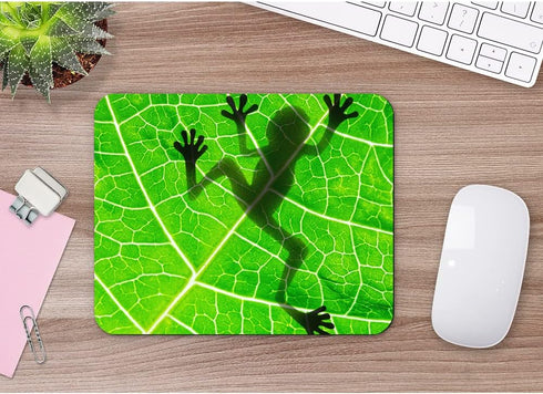 Beabes Frog Square Mousepads Desktop Notebook Mouse Mat Animal Tree Frog Shadow On Green Tree Leaf Mouse Pads for Working and Gaming Office Access...