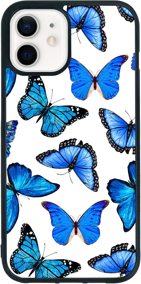 FANXI Blue Butterfly Cell Phone Case Compatible with iPhone 12/12 Pro 6.1 Inch - Shockproof Protective Cute Cool Butterflies Phone case for Women ...