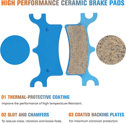 Youxmoto Brake Pads Ceramic Fit For Polaris Sportsman 400 450 500 600 700 800 HO EFI 4x4 2002-2014, Fit For Polaris Trail Blazer Boss 250 330 / fo...
