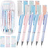 6 Pcs Cute Pastel Mechanical Pencil, Drawing Pencil 0.5 0.7 MM, 160 HB Lead Refills, Aesthetic Clear Pencil Pouch, 3 Pack Erasers, Colored Pencils...