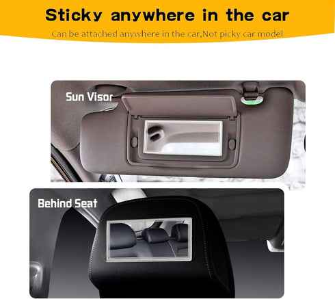 Pack-2 Car Visor Mirrors Makeup Mirror for Car Visor Stick on Car Vanity Mirror Sun-Shading Cosmetic Mirror Large Stainless Steel Women Make Up in...