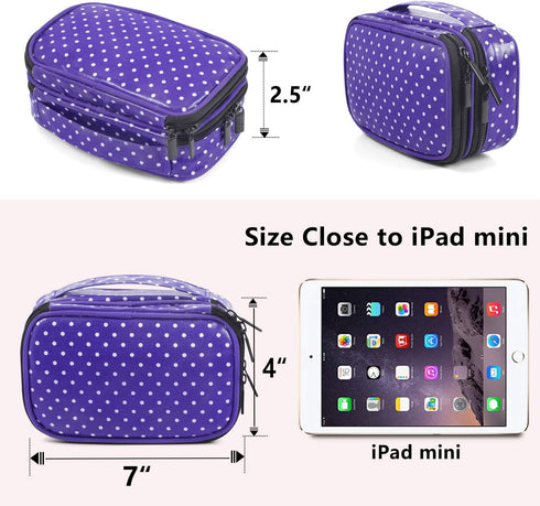 Teamoy Jewelry Travel Case Organizer - Small Storage Bag for Necklace, Earrings, Rings, Watch, Purple Dots...
