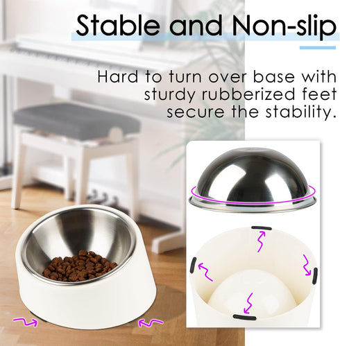 Super Design Mess Free 15° Slanted Bowl for Dogs and Cats, Tilted Angle Bulldog Bowl Dog Feeder, Non-Skid & Non-Spill, Easier to Reach Food S/0.5 ...