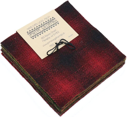 Primitive Gatherings Hand Dyed Wool Holiday Charm Pack 10 5-inch Squares Moda Fabrics PRI 6014...