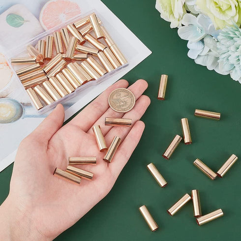 PH PandaHall 50 Pieces Golden Brass Tube Beads Ring Macrame Bead 25x8mm for DIY Sewing Craft and Macrame Wall Hanging Plant Holder Craft...