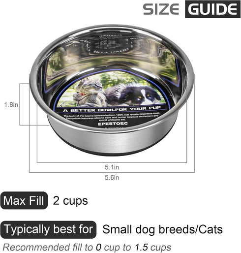 Grehge Steel Anti-Slip Dog Bowls,Non-Slip Stainless Steel Pet Bowl with Foot Mat - Perfect for Mess-Free Mealtime,Quiet Pet Bowls for Cats and Dog...