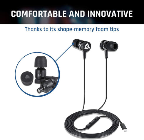 KLIM Fusion C - USB-C Earbuds with Microphone + Long-Lasting Wired Ear Buds + 5 Years Warranty - Innovative: in-Ear with Memory Foam + Earphones w...