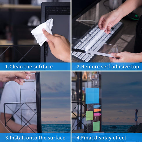 2PCS Multifunction Clear Computer Monitor Memo Boards ?Left & Right? Acrylic Screen Message Side Panel Phone Holder Message Reminder for Office De...