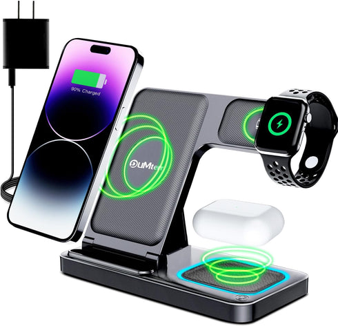 DUMTERR 3 in 1 Wireless Charger for iPhone 15/14/13/12,Wireless Charging Station for Apple Devices, Charging Stand for Apple Watch Series, for Air...