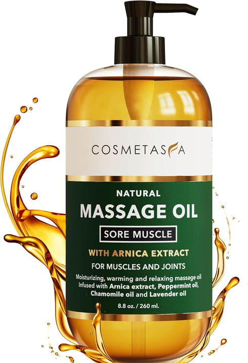 Cosmetasa Sore Muscle Massage Oil - 8.8 oz Soothes Muscle and Joint with Arnica Extract, Peppermint, Chamomile, and Lavender Oil...