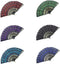INNOLIFE Elegant Colorful Embroidered Flower Peacock Pattern Sequin Fabric Folding Handheld Hand Fan Hand-Crafted (Full Set - 6pcs Mixed Colors)...