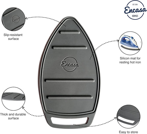 Encasa XO Silicon Mat for Hot Iron Rest - Heat Resistant, Anti - Slip, Thicker Pad for Protecting Your Table During Ironing, Non-Burning, Machine ...