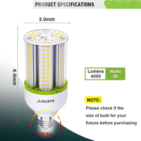 Amazon High Brightness LED Light Bulb 1 Pack LED Bulbs,150W120W100W80W60W30W LED Corn Bulb, E26 Base, 4000LM LED Light Bulb for Garage Household L...