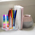 Clear Acrylic Pencil Pen Holder Cup, Desk Organizers and Accessories, Makeup Brush Holder 3 Compartments, Modern Minimalist Desktop Stationery Sto...