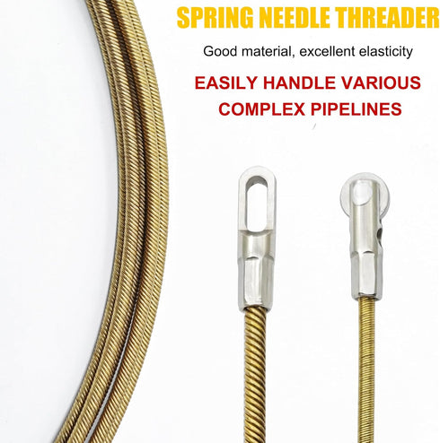 1 Set 16ft/5m Wire Threader, Fish Tape Fastener, Wire Pulling Tool, Electrician Wire Threader for Right Angle Conduit, Wall Channel and Floor Cond...