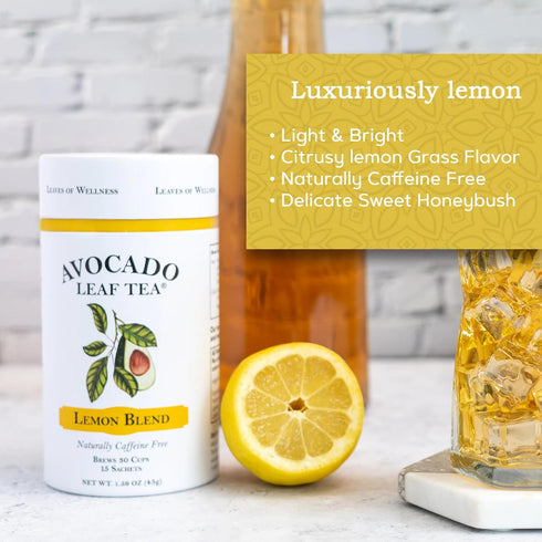 Avocado Leaf Lemon Tea Blend – Caffeine-Free | Healthy Herbal Tea | Immune Booster | Cold Brew or Hot Tea | 15 Tea Bags -30 Servings (Non-GMO)...