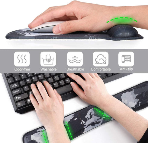 ToLuLu Keyboard Wrist Rest Pad Ergonomic Mouse Pad Set, Mouse Pad for Computer Laptop, Non Slip Mousepad Keyboard Wrist Support with Raised Memory...