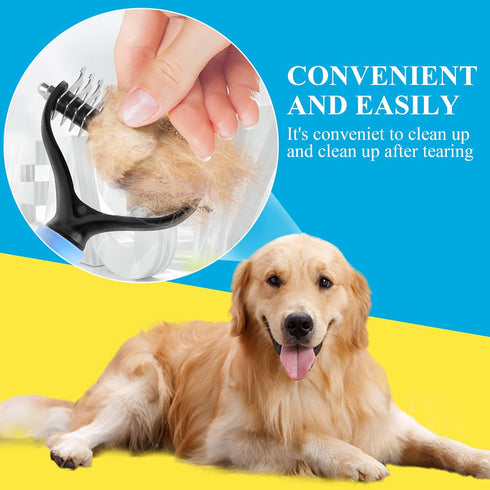Double Sided Undercoat Rake Brush for Long Haired Dogs & Cats, Shedding and Dematting Tool for Grooming Extra Wide Blue Large...