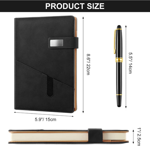 A5 Lined Leather Journal with Pen, 240 Pages Refillable Hardcover Notebook with Pocket and Magnetic Buckle, 80gsm Thick Daily Diary for Men and Wo...