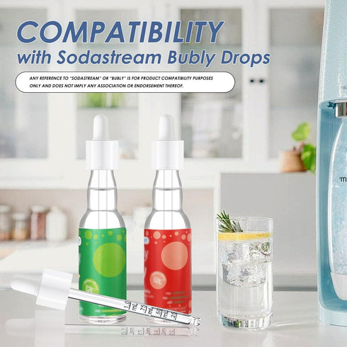 Glass Dropper Pipettes Compatible with Sodastream Bubly Drops, Bubbly Drops Flavors Pipettes Bottle for Soda Stream Accessories, White, 2pcs...