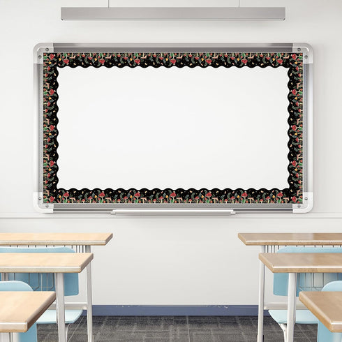 Whaline 32.8ft Mushroom Bulletin Board Borders Woodland Mushroom Thicket Butterfly Die-Cut Rolled Border Trim for Classroom Office Chalkboard Deco...