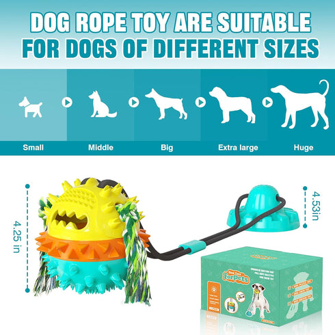 Dog Toys for Aggressive Chewers Interactive Indestructible Puzzle Stimulating Chew Toy Suction Cup Tug of War Enrichment Rope Boredom Busy Self Pl...