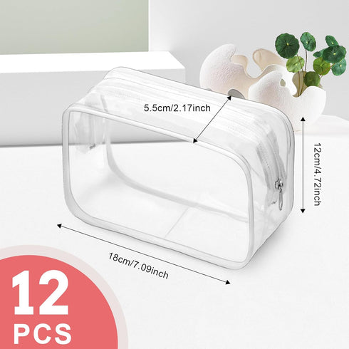 CACASO 12 Pack Clear Makeup Bag,TSA Approved Toiletry Bag,Clear Travel Bags for Toiletries,PVC Clear Cosmetic Bags Clear Pouches with Zipper,Clear...