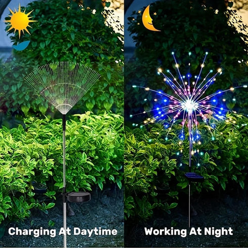 XIHAMA Solar Garden Lights 2 Pack,Fairy Firework Lights for Outdoor Yard Planter Pathway Patio Party Wedding Decorative,200 LEDs with 8 Lighting M...