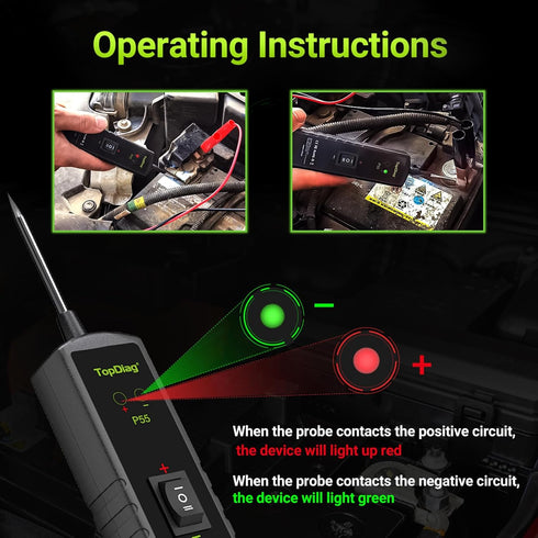 P55 Electrical Tools Circuit Tester Component Activation Continuity Test Trailer Light Tester Jumper Lead Function 12V-24V Short Circuit Located O...