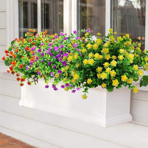 Artificial Flowers for Outdoors Artificial Plants & Flowers Fake UV Resistant Faux Plastic Greenery Shrubs for Outside Haning Planter Home Wedding...