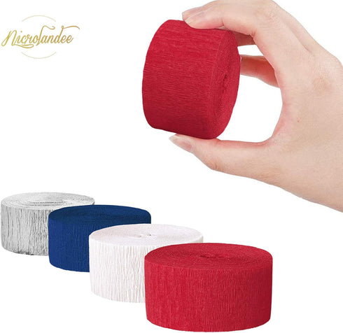 NICROLANDEE Patriotic Decorations - 8 Rolls Red White Blue Crepe Paper Streamers Tassels Streamer Paper for 4th of July Decorations Independence D...