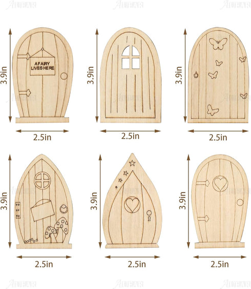 AUEAR, 24 Pack Fairy Door Miniature Wooden Garden Doors Windows Unfinished Fairy Window Accessories Mini Fairy House DIY Craft for Wall Home Party...