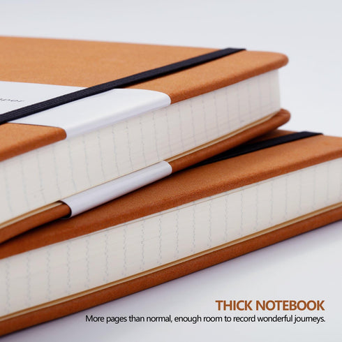 Lemome Thick Classic Notebook with Pen Loop A5 College Ruled Hardcover Writing Notebook with Pocket + Page Dividers Gifts, Banded, Large, 180 Page...