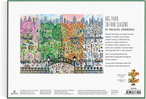 Michael Storrings Dog Park in Four Seasons 250 Piece Wood Puzzle from Galison - Artwork by Bestselling Puzzle Artist Michael Storrings, Thick and ...
