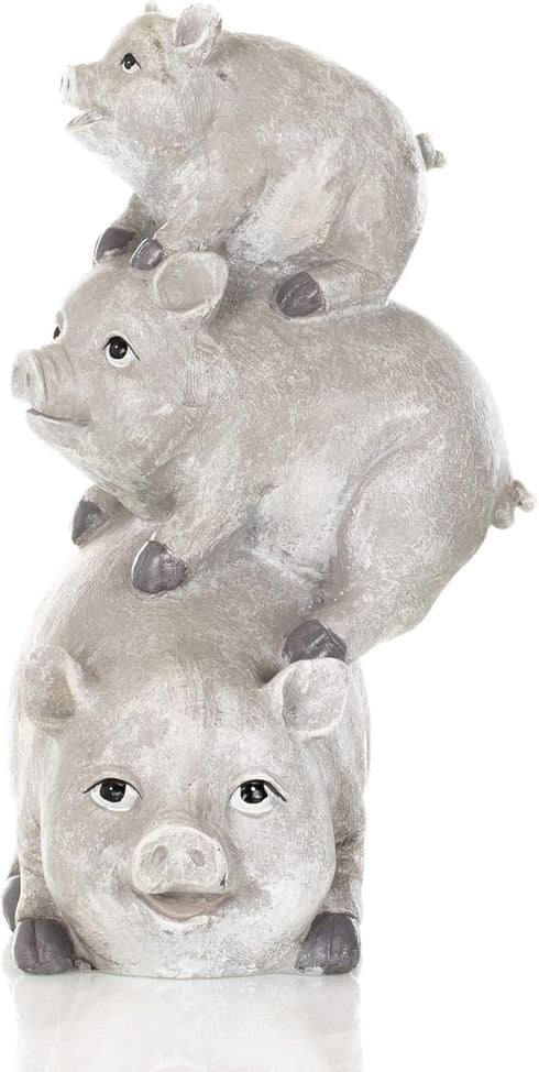 Garden items - 11658 Pigs Garden Statue, one Size, Light Gray...