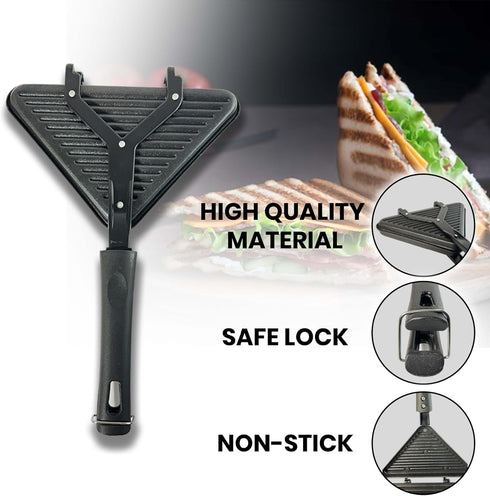 XL Sandwich Pan & Egg Skillet Set - Non-Stick Baking Sheets, Portable Griddles, Compact Sandwich Maker Press, Waffle Maker - Black Aluminum Alloy ...