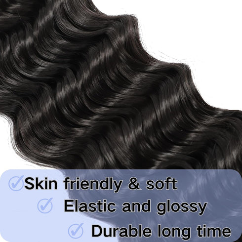 Deep Wave Bulk hair 22Inch 1Pack No Weft Deep Wave Bulk Hair for Braiding Wet and Wave Quality Synthetic Braiding Hair Extensions for Boho Braids ...