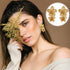 Gold Flower Earrings Double Flower Gold Statement Earrings for Women, Hypoallergenic Gold Floral Earrings Large Gold Earrings for Women Boho Jewel...