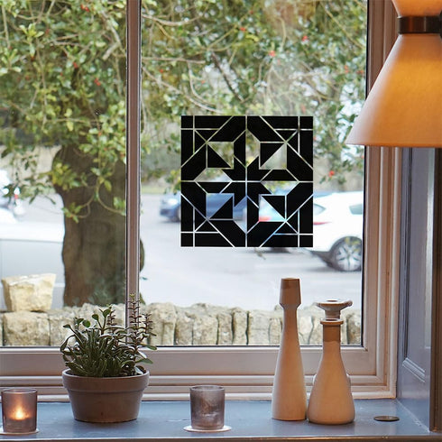 FINGERINSPIRE 6 Pcs Sunshine Barn Quilt Stencil 7.87x7.87 inch Kaleidoscope Quilt Block Painting Stencil Plastic Geometric Patterns Stencil Reusab...