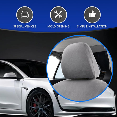 2 PCS Car Seat Headrest Cover, Elastic Full-Surrounding Simple Dust Cover, Breathable Non-Disposable Cleanable Reusable Headrest Anti-Scratch Prot...
