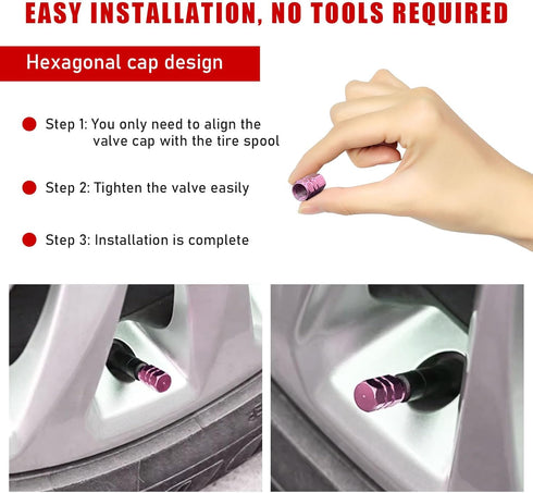 Zicine 8 PCS Car Tire Valve Stem Caps, Aluminum Alloy Wheel Valve Covers with Rubber O-Ring, Corrosion Resistant Leak-Proof Tire Air Cap Set, Univ...