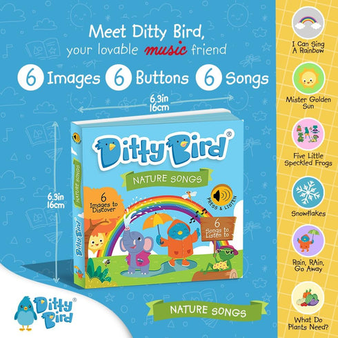 DITTY BIRD Musical Books for Toddlers | Fun Children's Nursery Rhyme Book | Rain, Rain, Go Away Book with Sound | Interactive Toddler Books for 1 ...