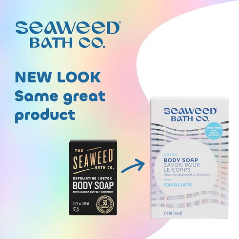 Seaweed Bath Co. Exfoliate Detox Body Soap, 3.75 Ounce (Pack of 3), Sustainably Harvested Seaweed, Charcoal...