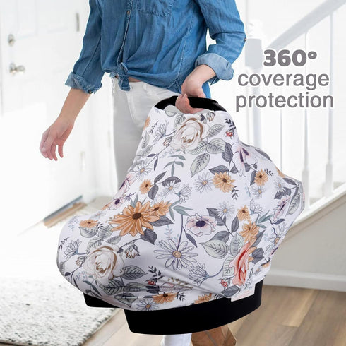 Rquite Car Seat Covers for Babies, Baby Car Seat Canopy Carrier Cover, Breathable Nursing Cover for Breastfeeding, Stretchy Carseat Cover Boys Gir...